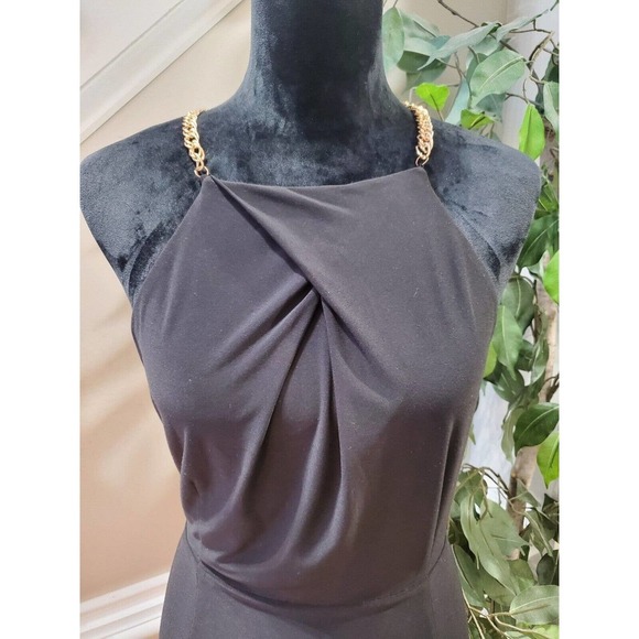 Laundry by Shelli Segal LBD Cocktail Dress Black Chain Straps Cut Out Size 10 - Picture 2 of 12